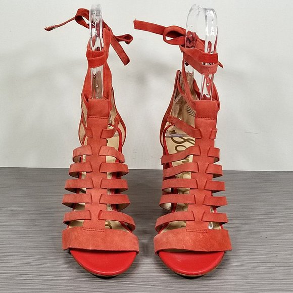 Sam Edelman Yarina Strappy Suede Sandal, Blood Orange Suede, Womens Size 7.5 M - Picture 2 of 11